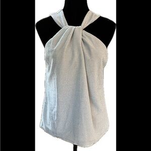 NWT Anthropologie Silver Metallic Halter Top